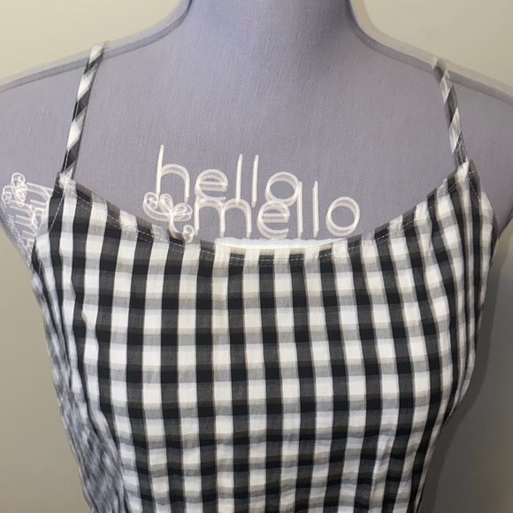 🌈Black & White spaghetti strap checkered plaid summer dress size medium🌈 - Picture 4 of 9